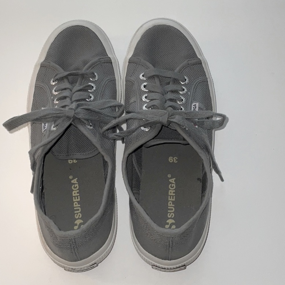 Superga Women’s Grey/White Lace-Up Sneakers Tennis Shoes Athletic - Sz 6-1/2
